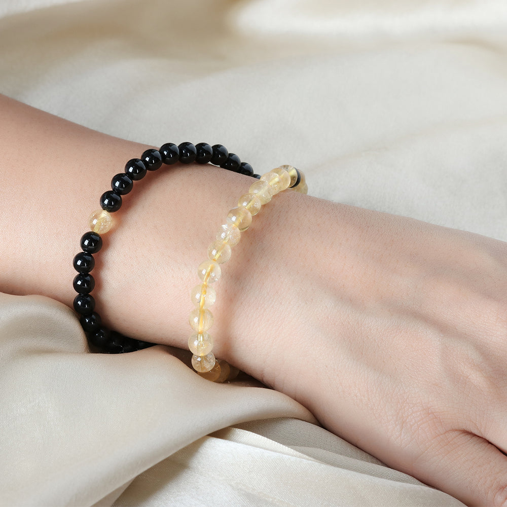 Citrine and Black Onyx Couple Bracelet