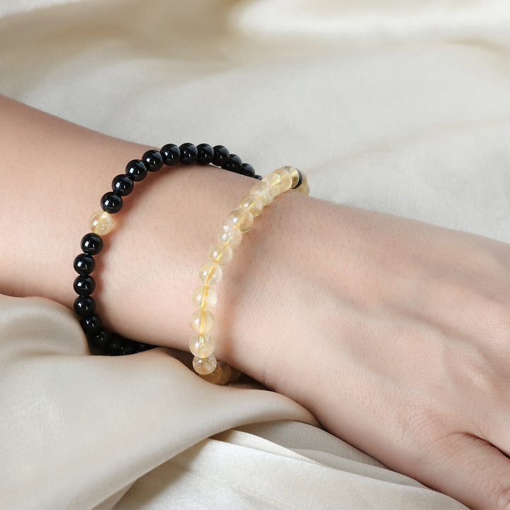 Citrine and Black Onyx Couple Bracelet