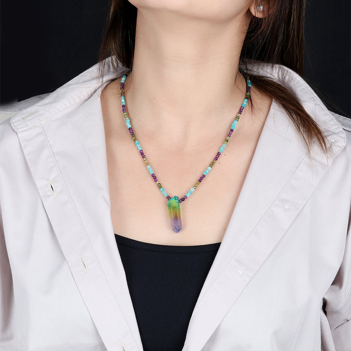 Multi Gemstone Beads Pendant Necklace