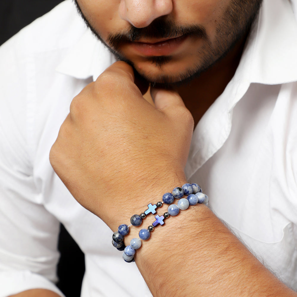 Sodalite and Hematite Stretch Bracelet