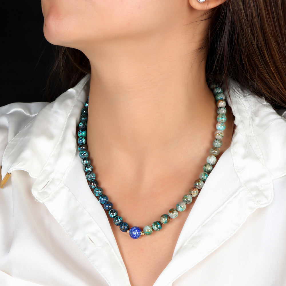 Chrysocolla and Lapis Lazuli Choker Necklace