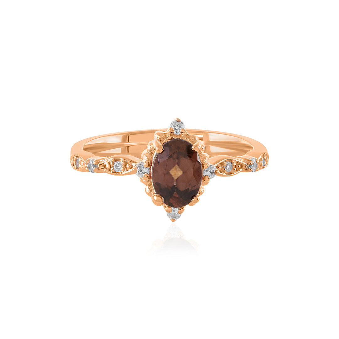 Brown Zircon with Accents Silver Ring