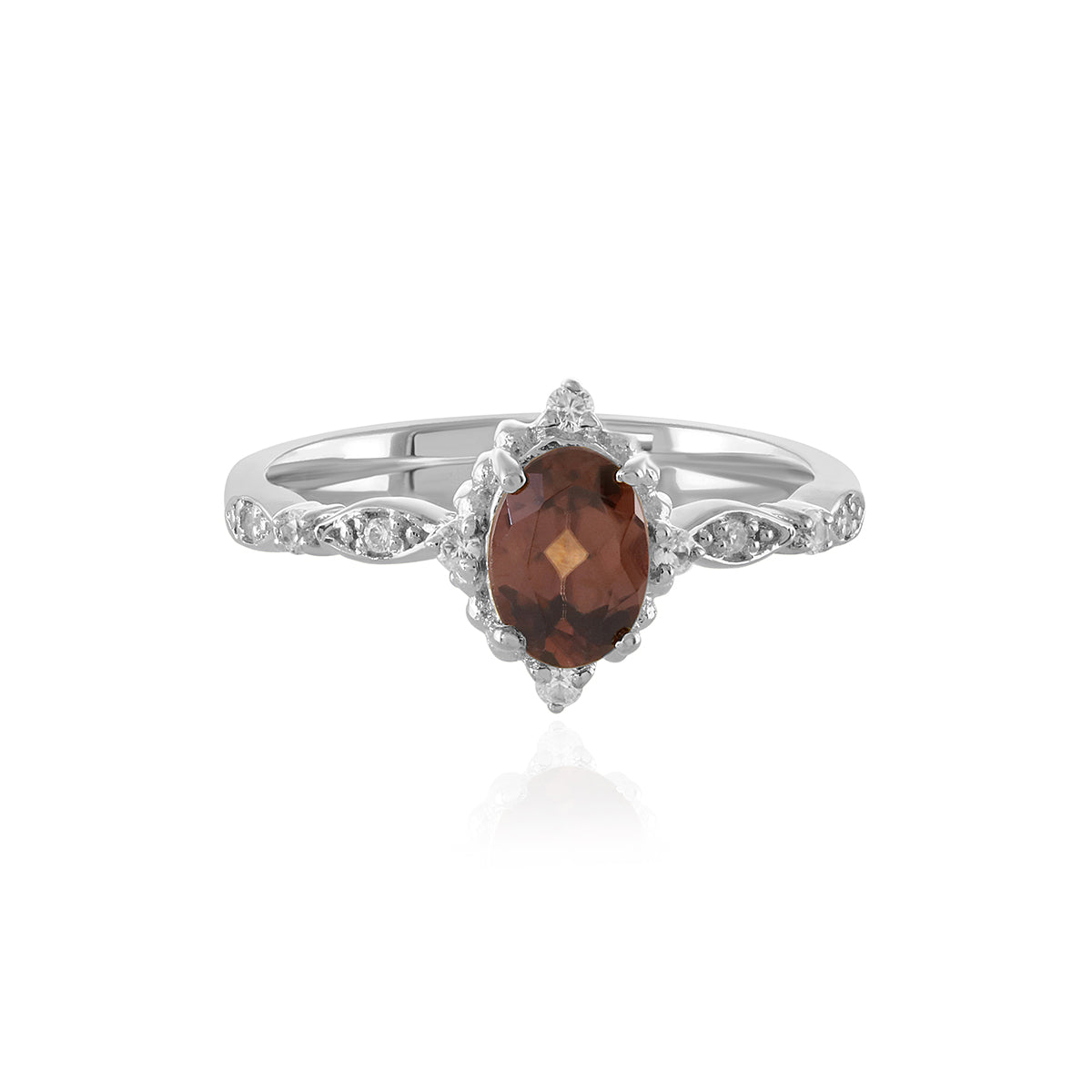 Brown Zircon with Accents Silver Ring