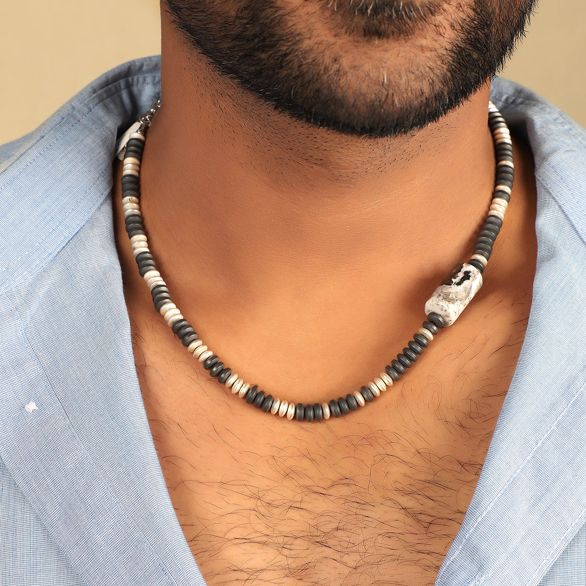 Mens tribal,african necklace,leather,yak bone pendant,beaded,leather,hand  made | eBay