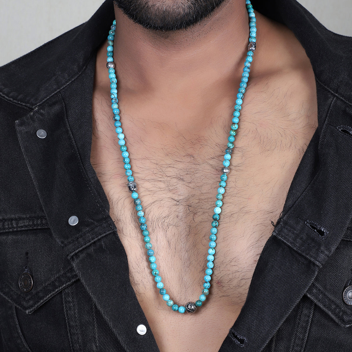 Turquoise & Silver Eagle Claw Pendant on Silver & Ceramic Bead Necklace - Men's  Necklaces | Lazaro SoHo