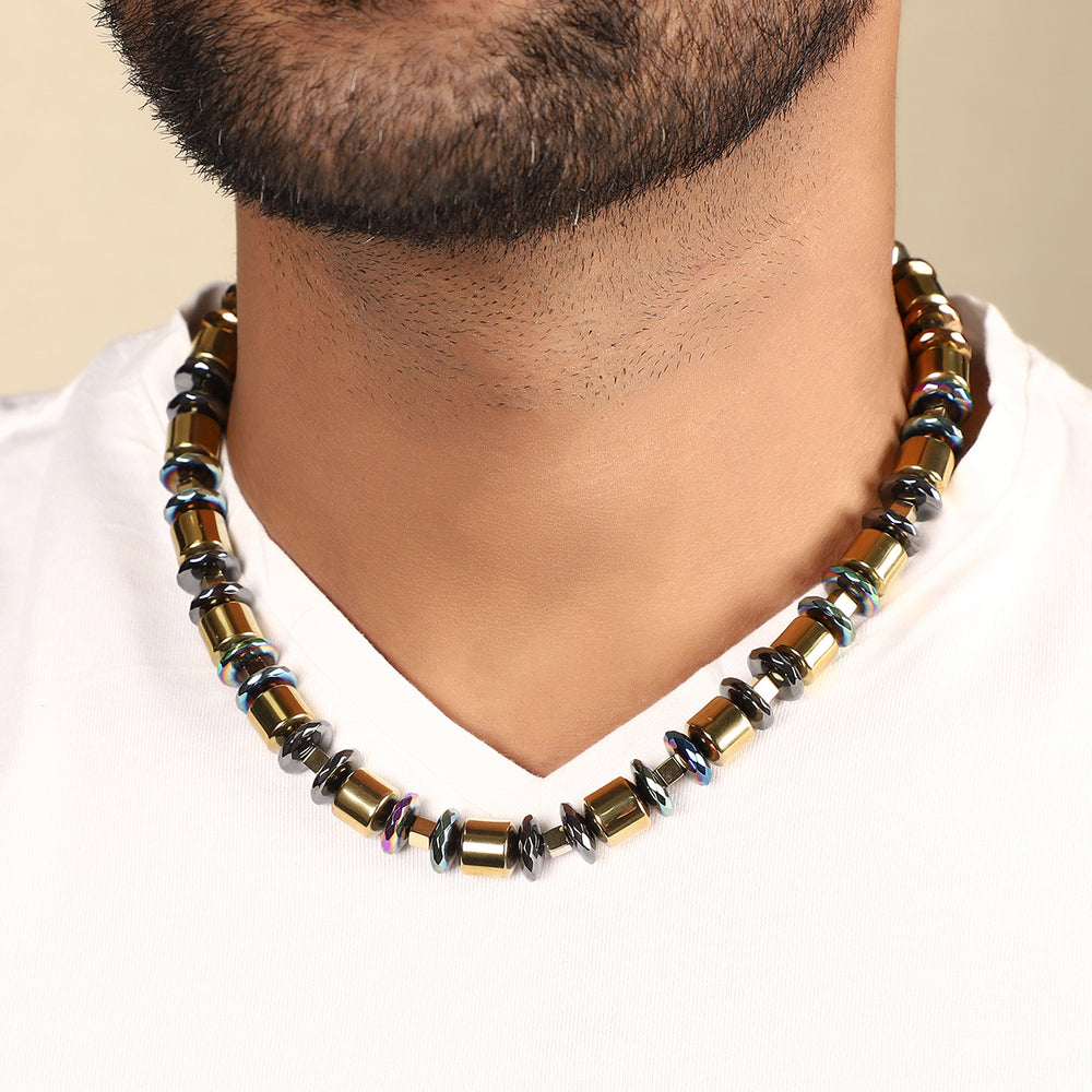 Yellow Gold and Mystic Hematite Choker Necklace