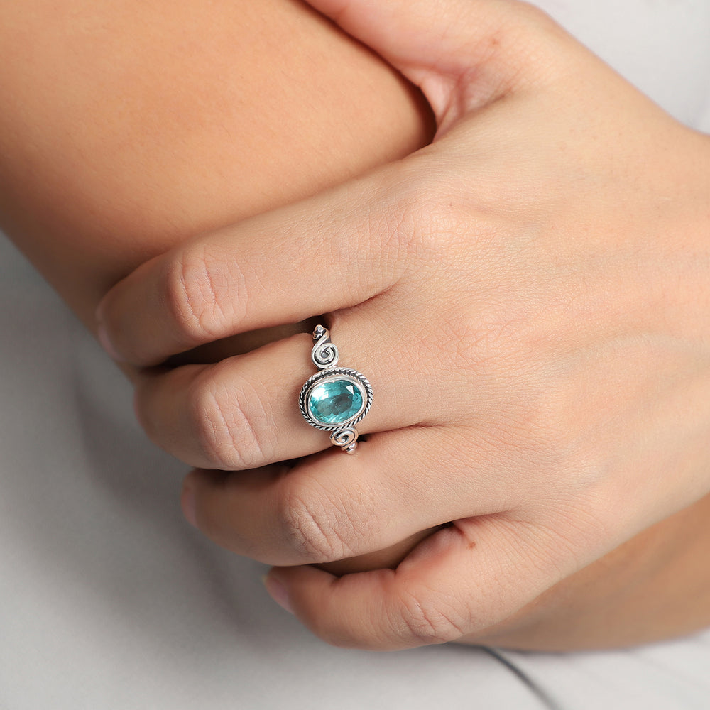 Sky Apatite Handmade Silver Ring