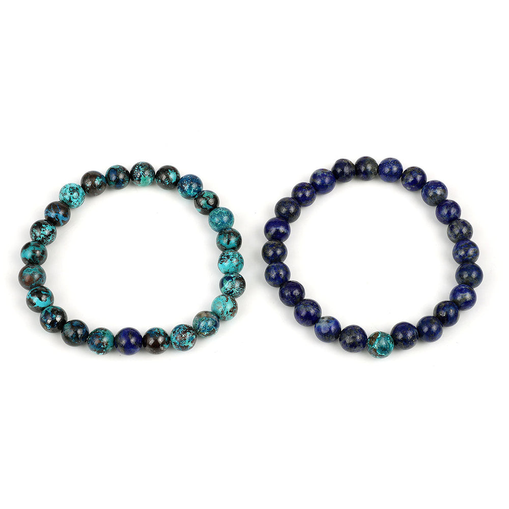 Chrysocolla and Lapis Lazuli Couple Bracelet