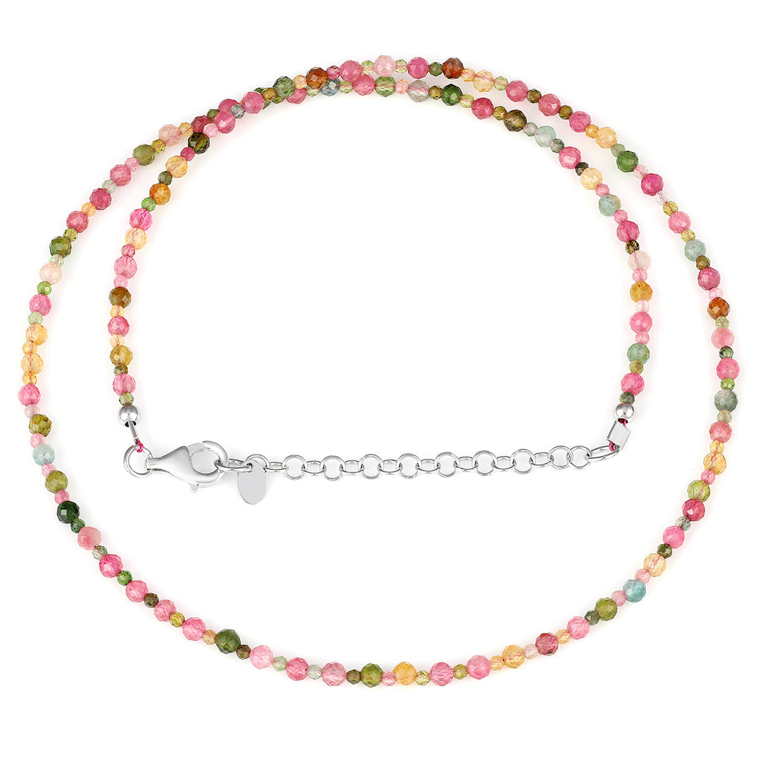 Sterling Silver Multi Tourmaline Necklace