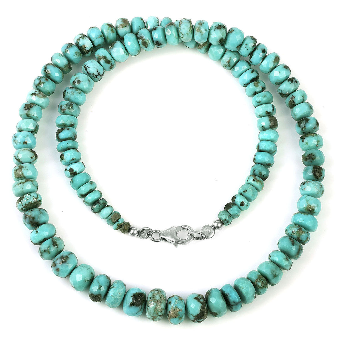 Turquoise Rondelles Silver Necklace