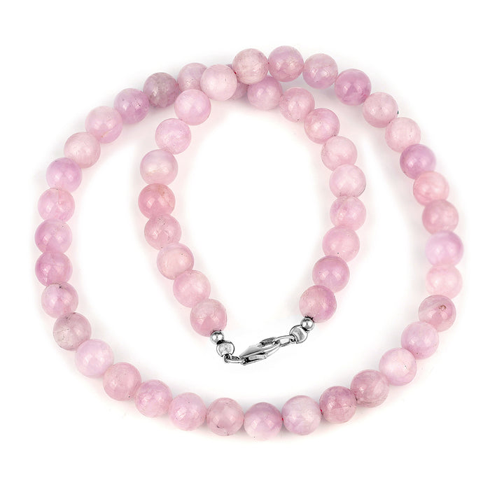 Kunzite Beads Silver Choker Necklace