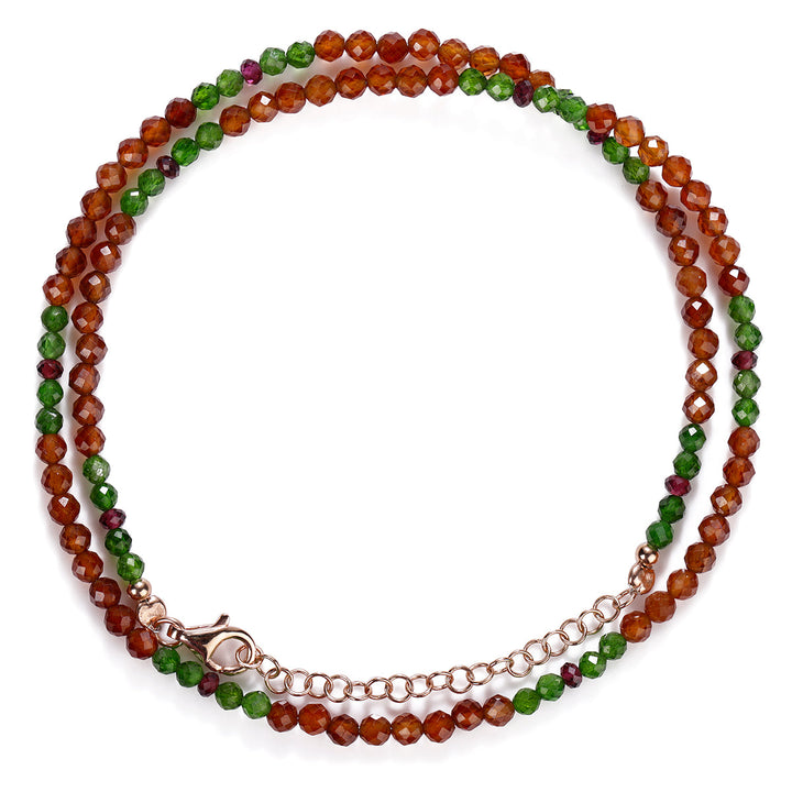 Garnet and Chrome Diopside Silver Necklace