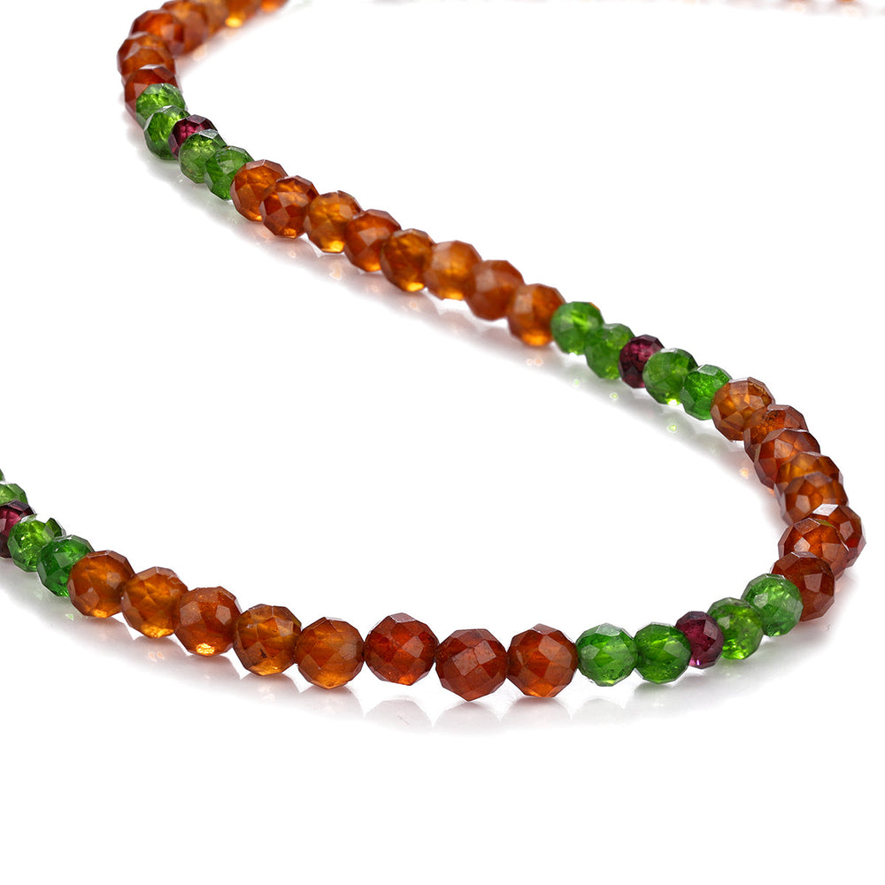 Garnet and Chrome Diopside Silver Necklace