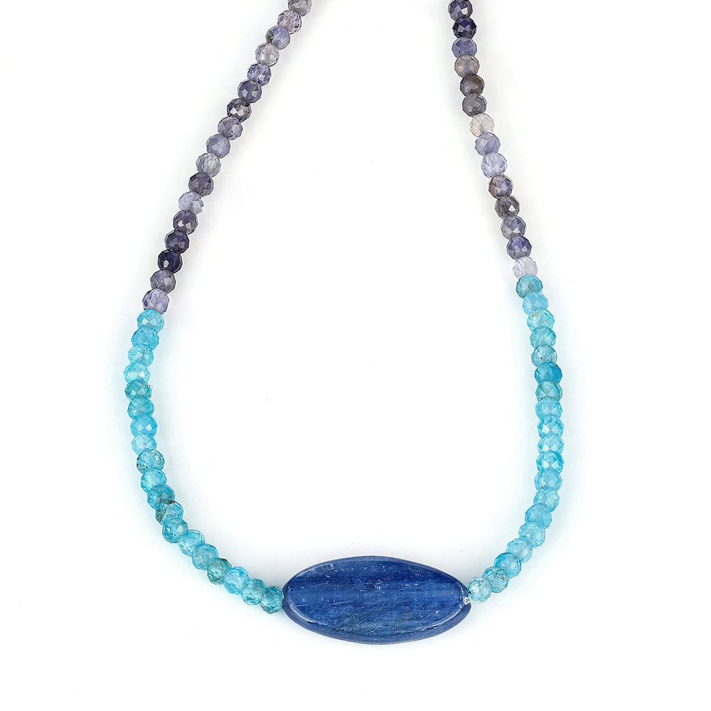 Multi Gemstone Beads Silver Necklace