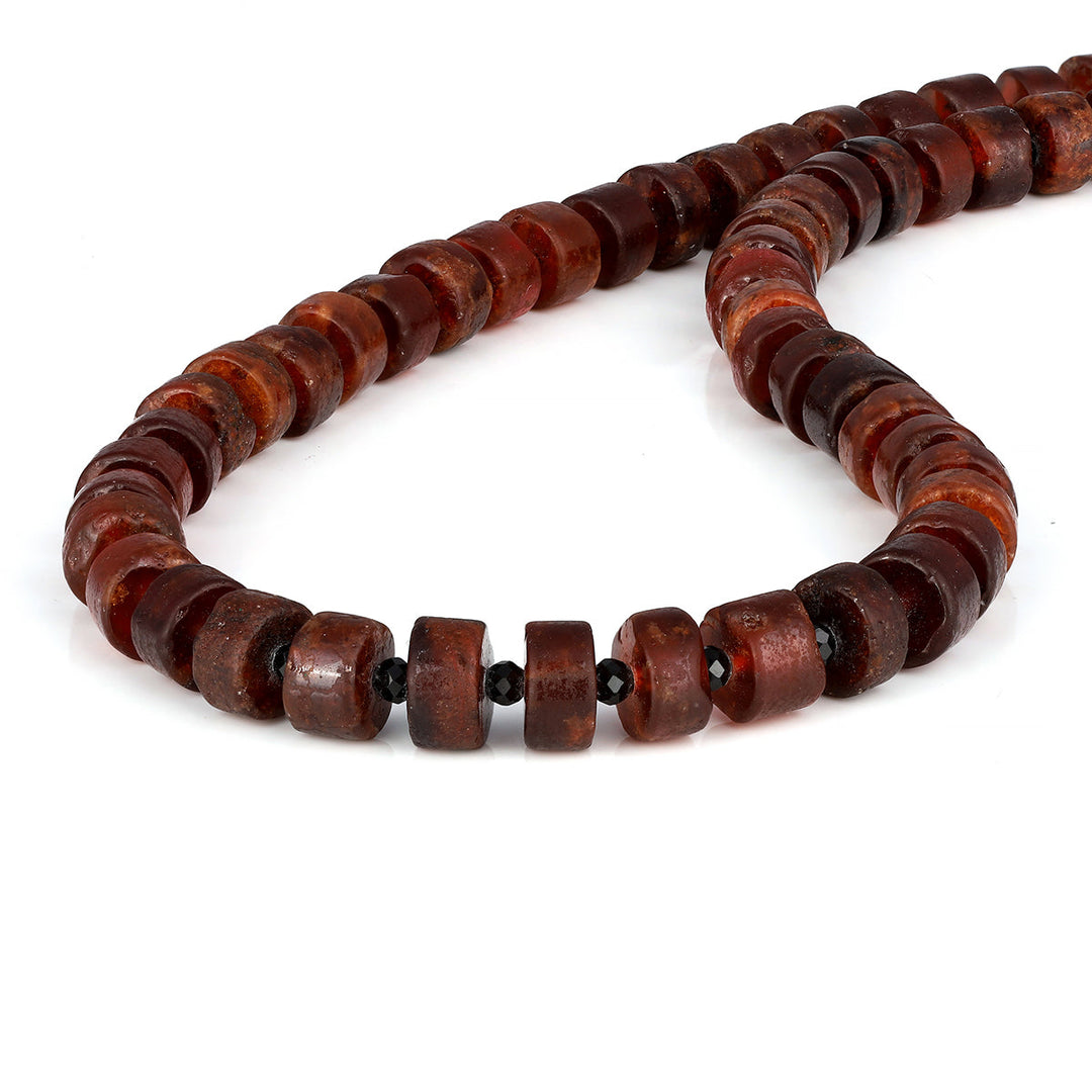 Hessonite Garnet and Black Spinel Necklace