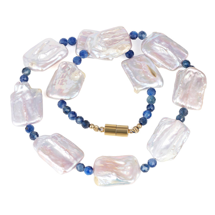 Pearl and Kyanite Silver Choker Necklace