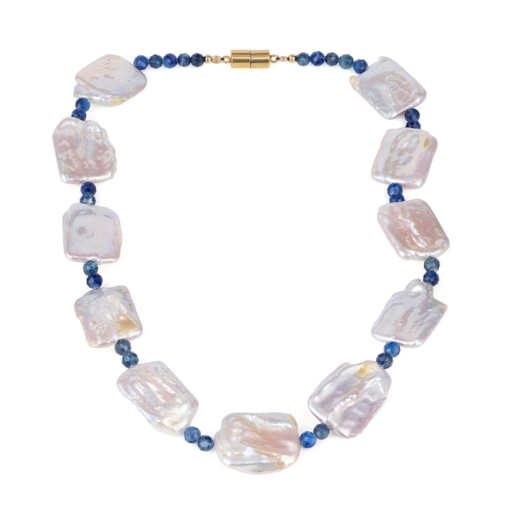 Pearl and Kyanite Silver Choker Necklace