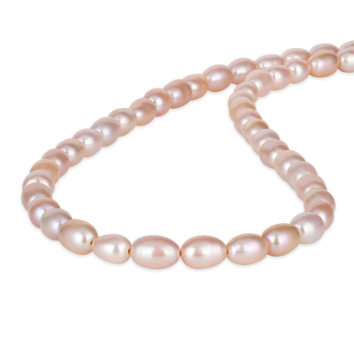 Pearl Oval Beads Silver Necklace