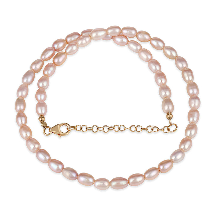 Pearl Oval Beads Silver Necklace