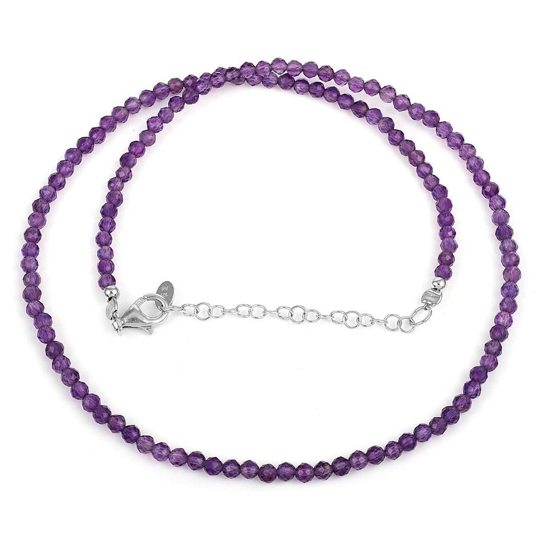 Amethyst Beads Silver Necklace