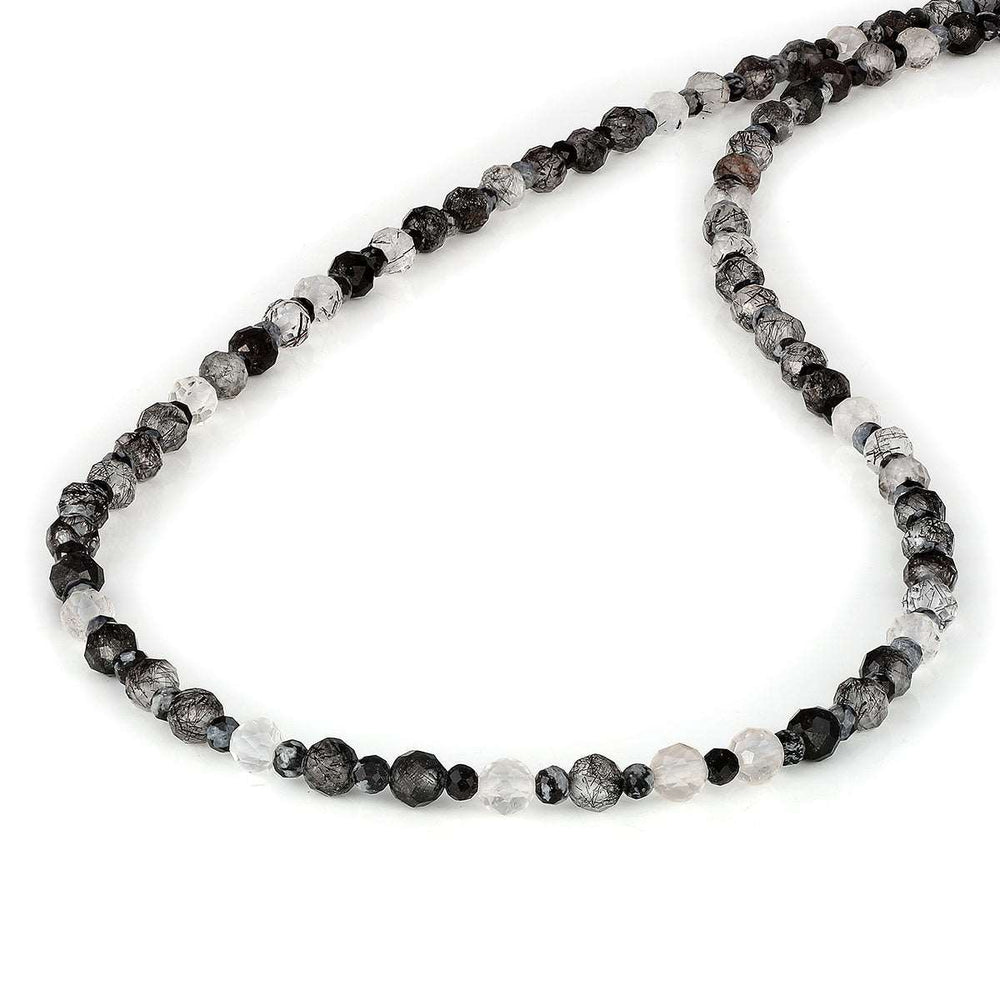 Black Rutile and Snowflake Obsidian Necklace