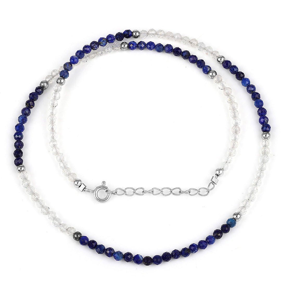 Lapis Lazuli and White Topaz Silver Necklace