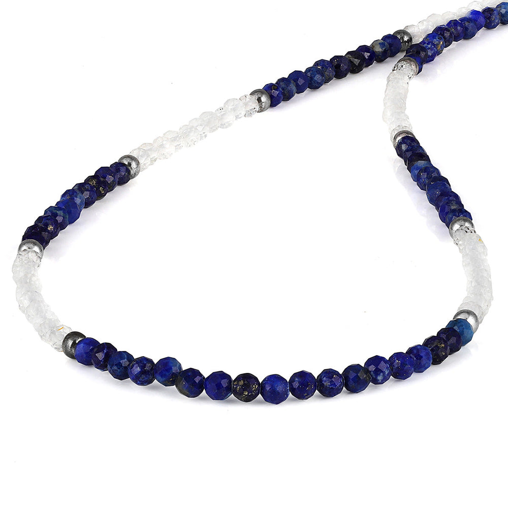 Lapis Lazuli and White Topaz Silver Necklace