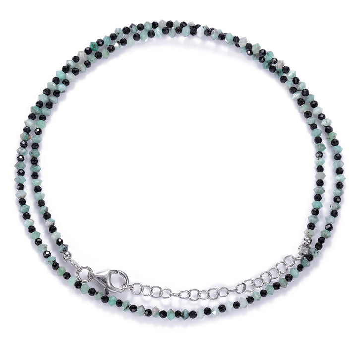 Emerald and Black Spinel Silver Necklace