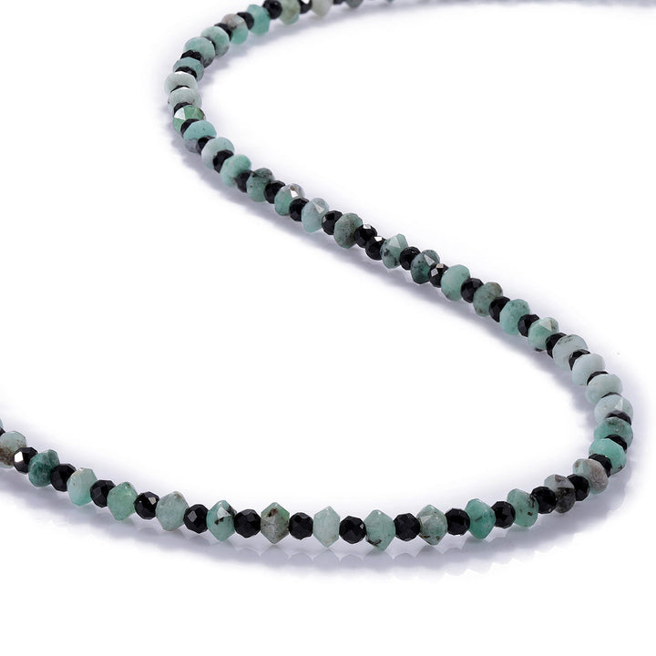 Emerald and Black Spinel Silver Necklace