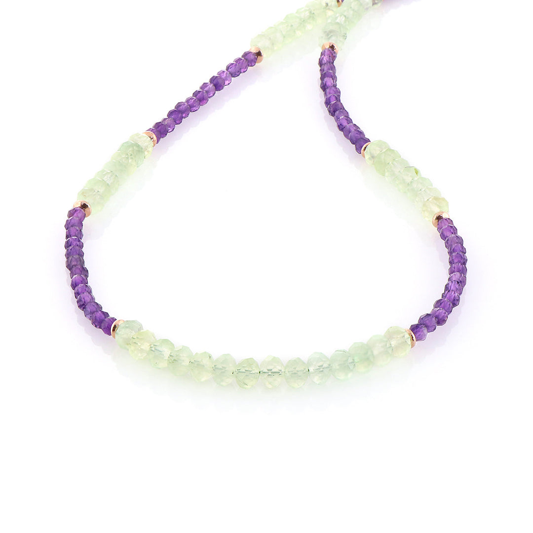 Sterling Silver Prehnite and Amethyst Necklace