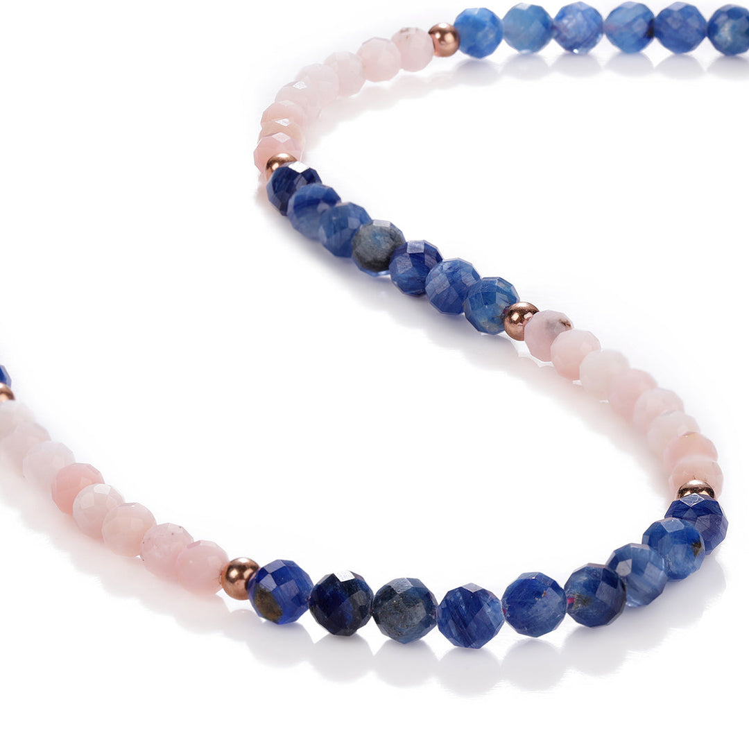 Kyanite and Pink Opal Silver Necklace