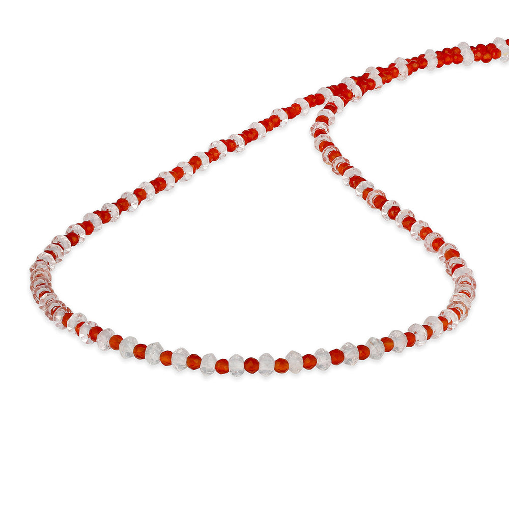 White Topaz and Carnelian Silver Necklace