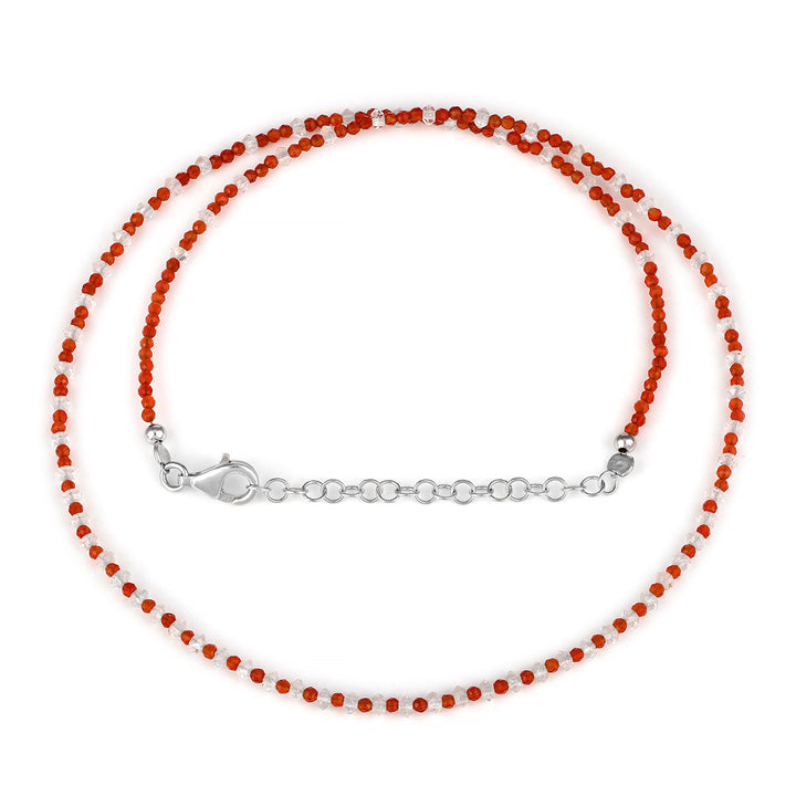 White Topaz and Carnelian Silver Necklace