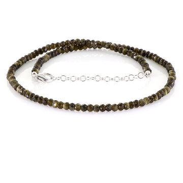 Golden Obsidian Beads Silver Necklace