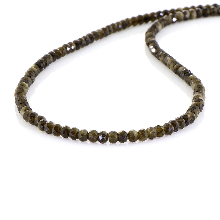 Golden Obsidian Beads Silver Necklace