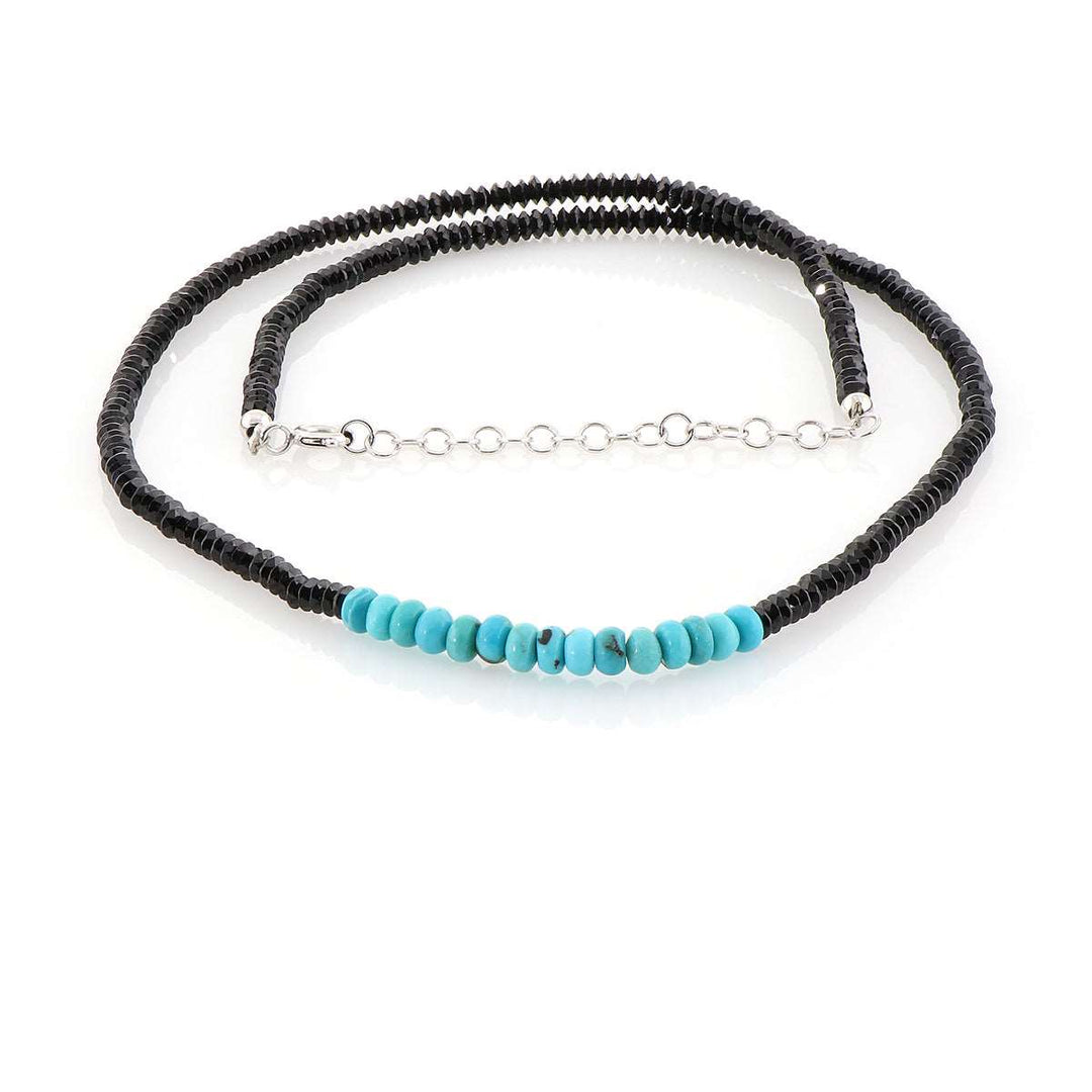 Black Spinel and Turquoise Silver Necklace