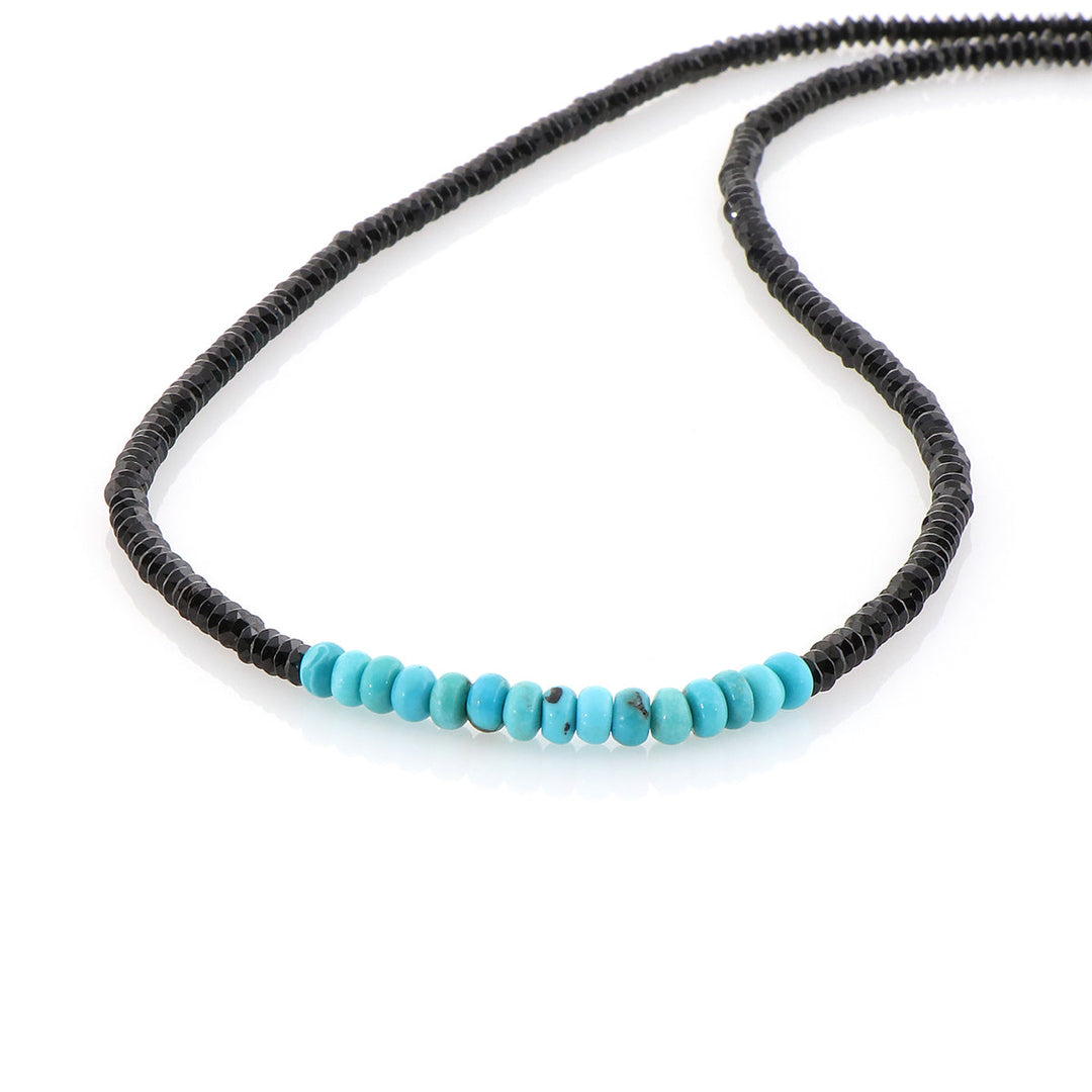 Black Spinel and Turquoise Silver Necklace