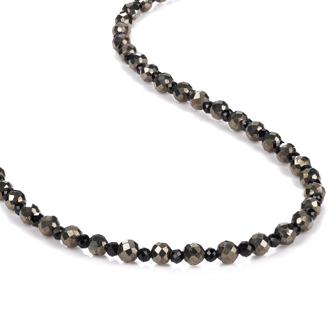 Pyrite and Black Spinel Silver Necklace