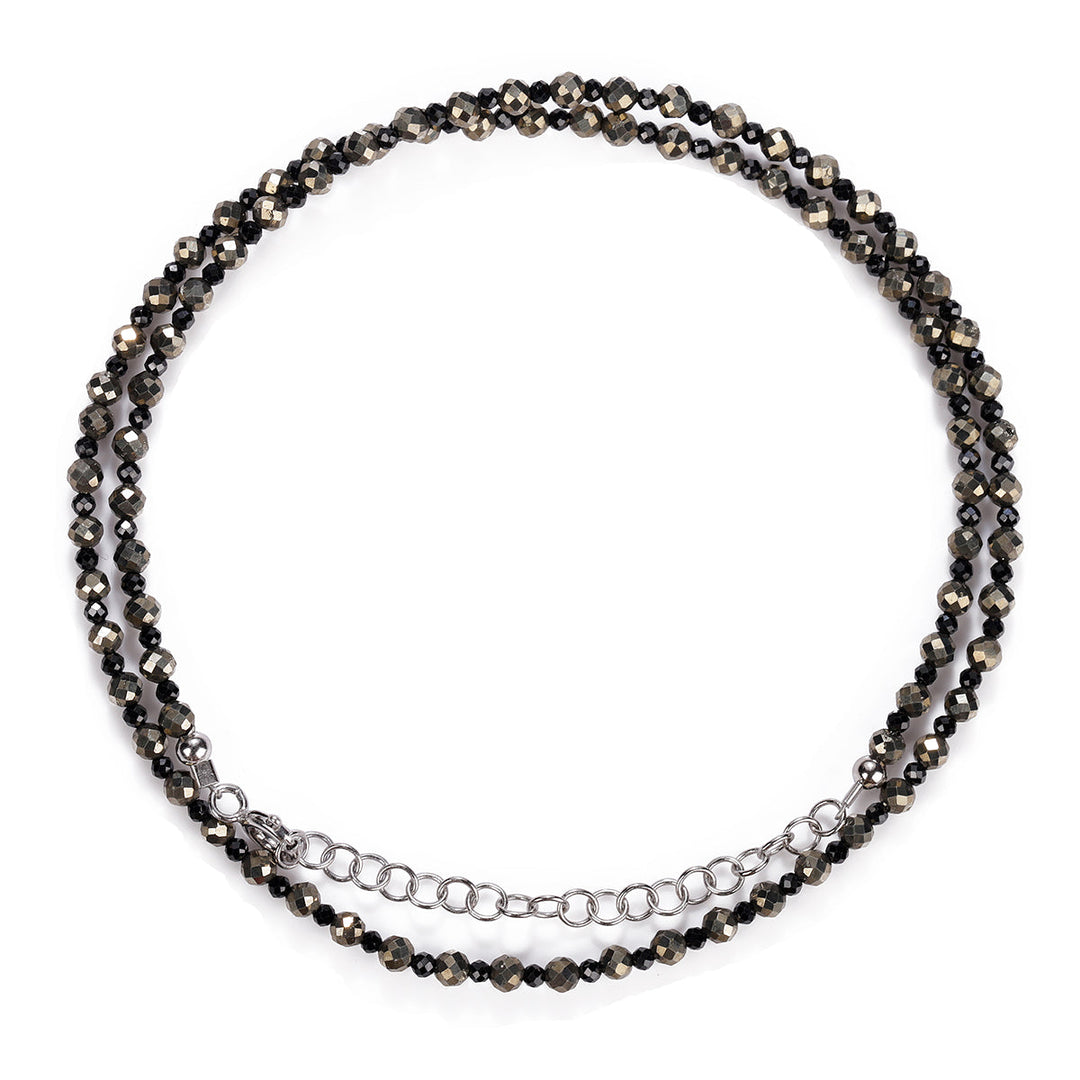 Pyrite and Black Spinel Silver Necklace