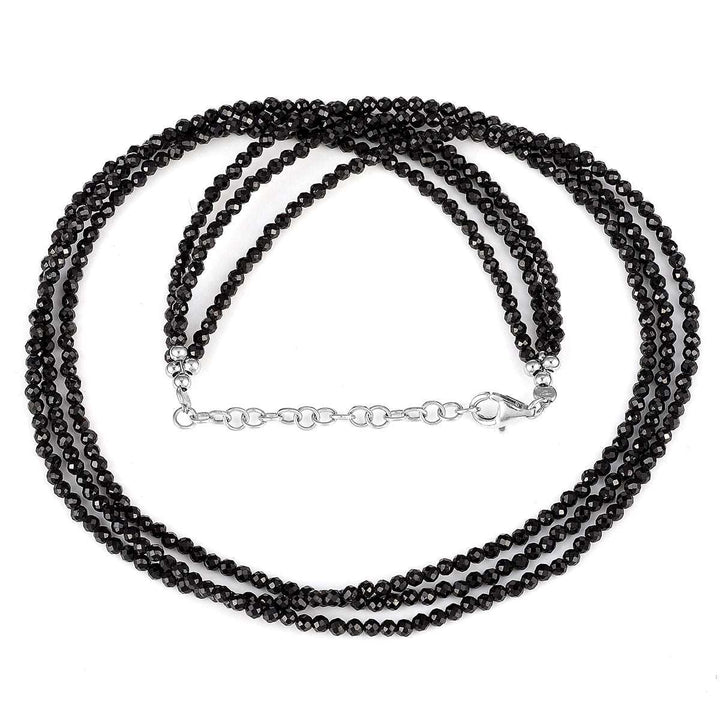 Black Spinel Layered Silver Necklace