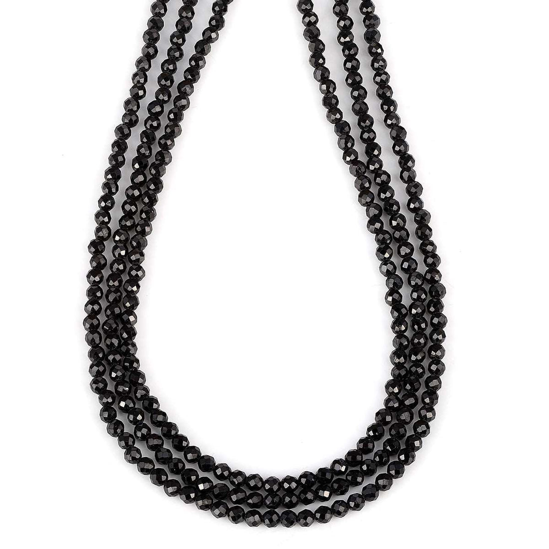 Black Spinel Layered Silver Necklace