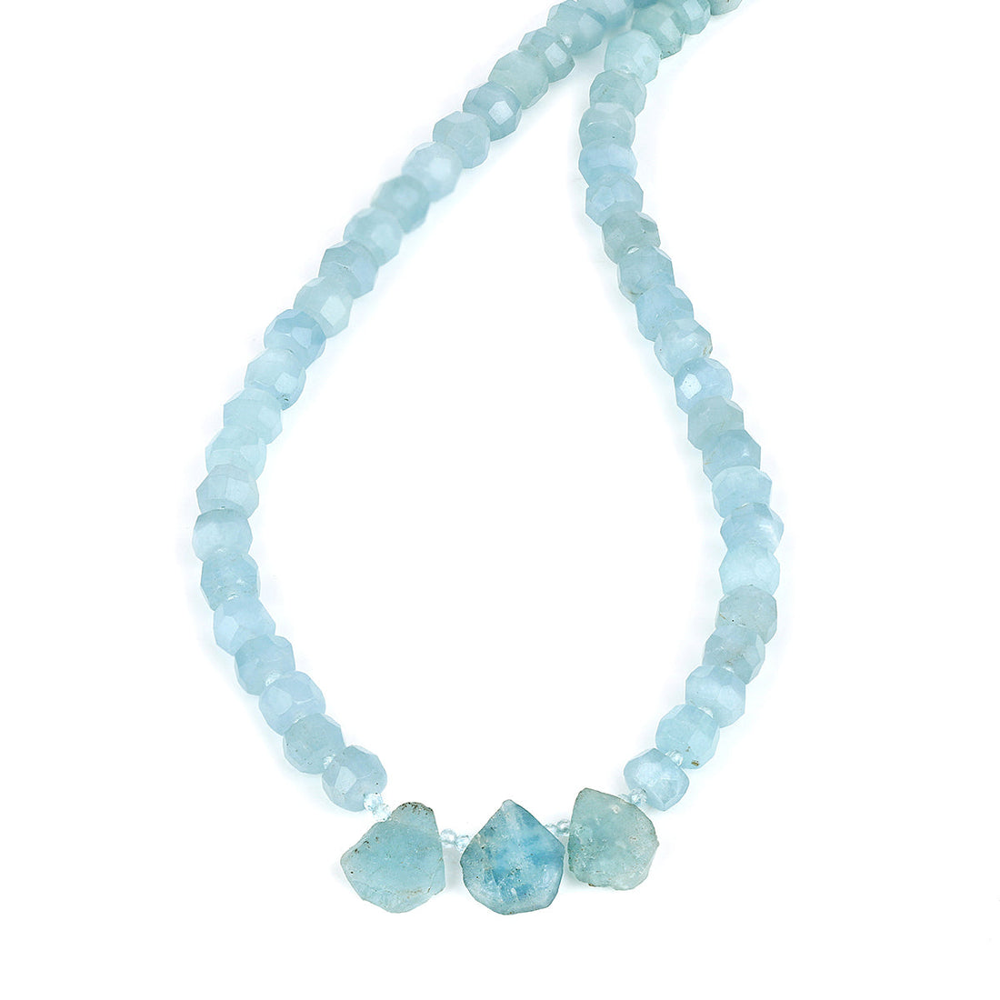 Aquamarine Beads 925 Silver Necklace