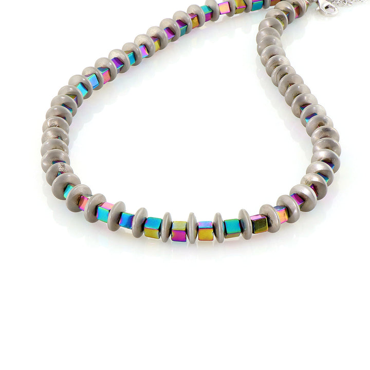 Multicolor Hematite Silver Necklace