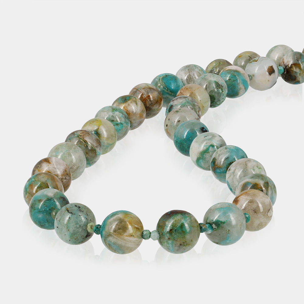 Chrysocolla Beads Sterling Silver Unisex Necklace