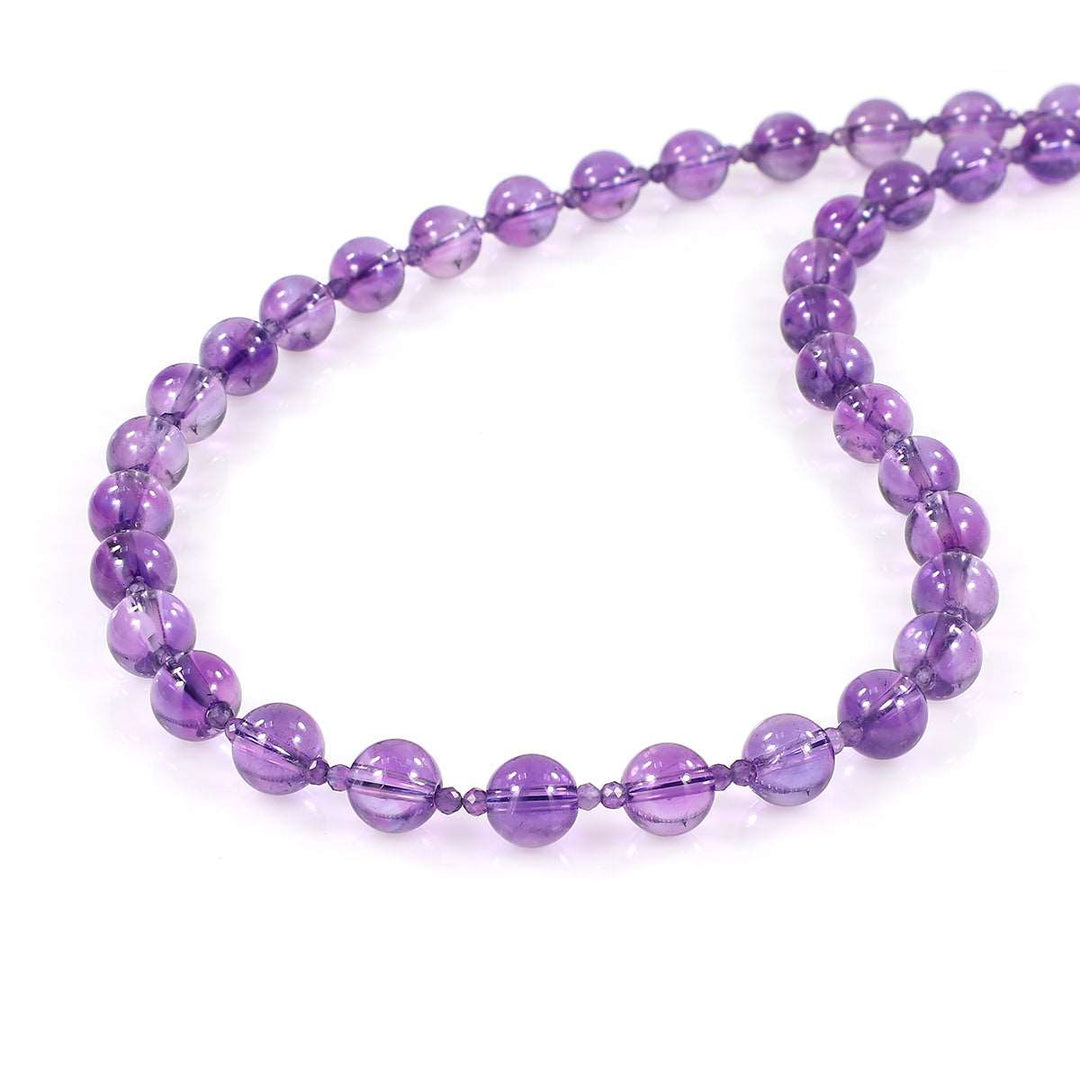 Amethyst Beads Sterling Silver Necklace