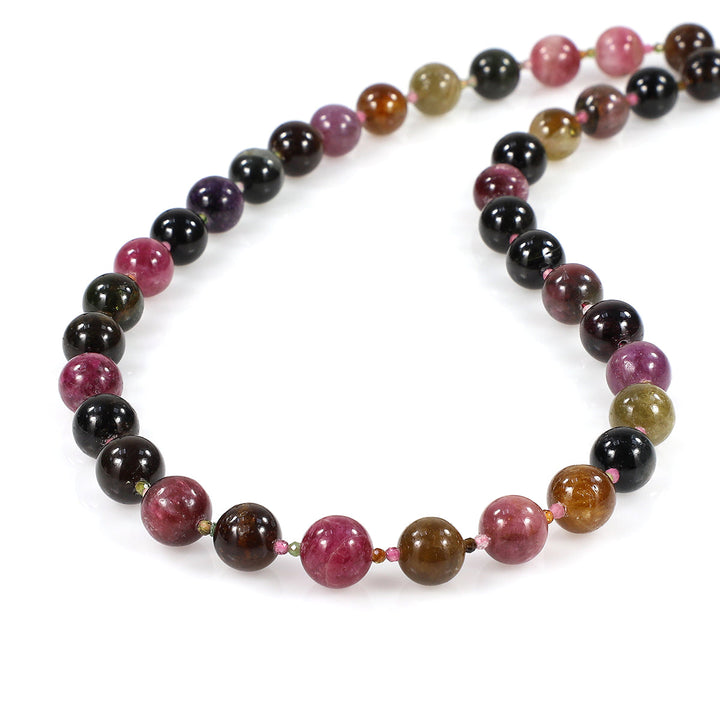 Multi Tourmaline Beads Silver Necklace