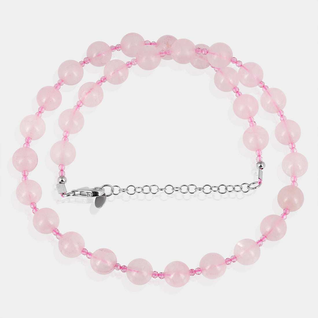 Rose Quartz & Pink Crystal Quartz Silver Necklace