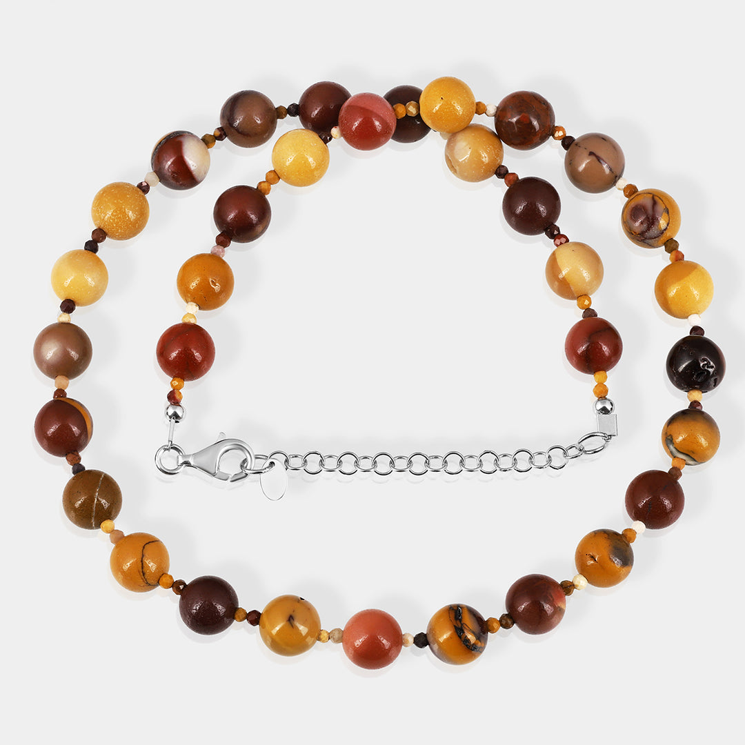 Mookaite Beads Sterling Silver Unisex Necklace