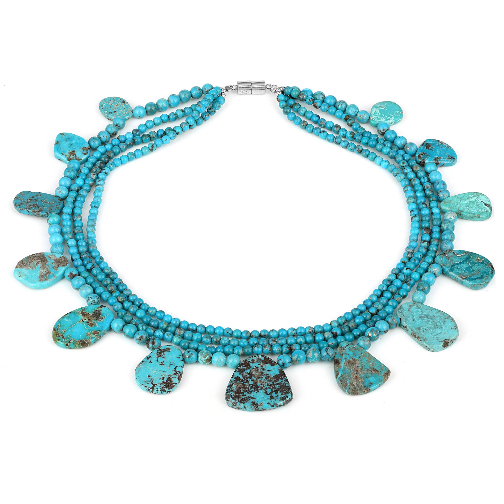 Turquoise Layered Tribal Silver Necklace