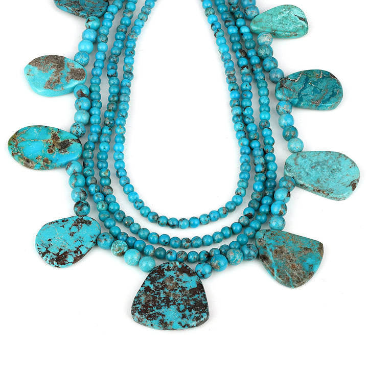 Turquoise Layered Tribal Silver Necklace